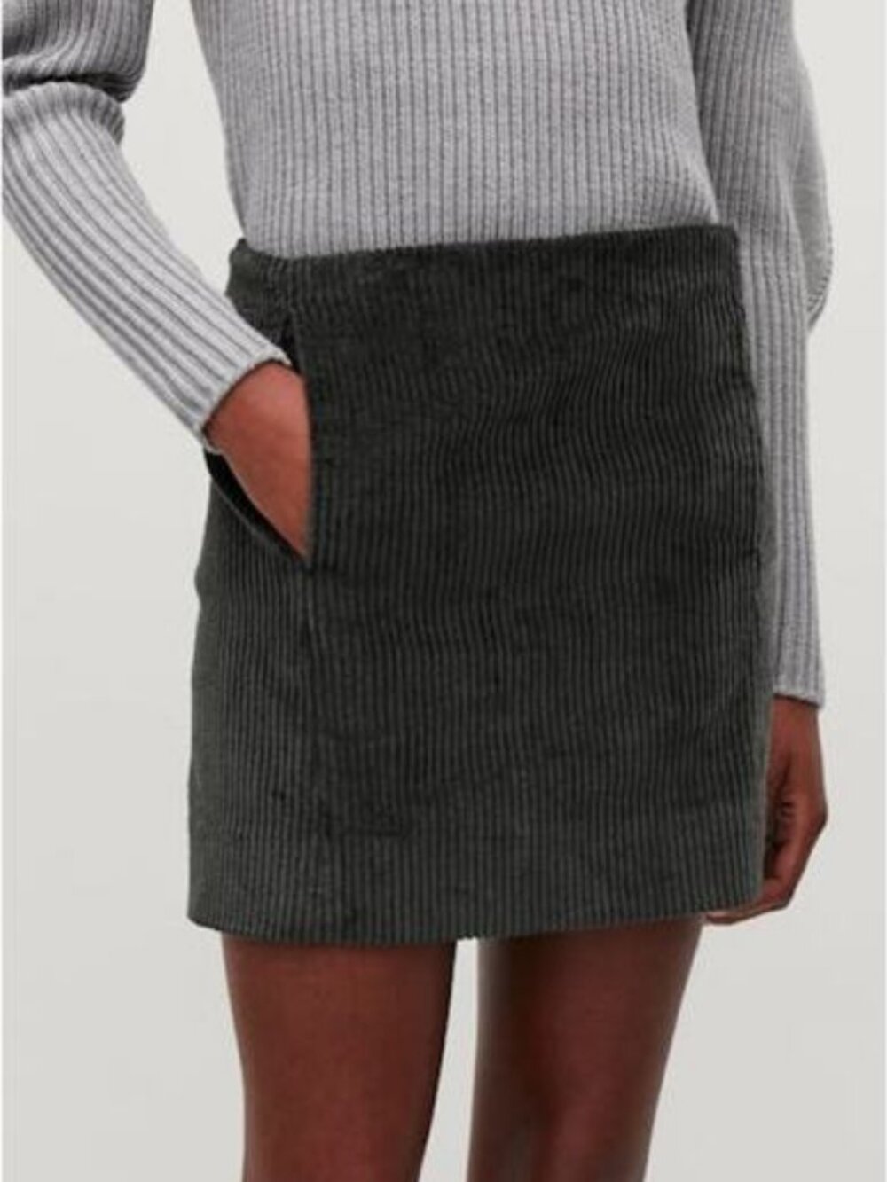 COS Corduroy Mini Skirt w/ Pockets Women's Size 12 Dark Gray